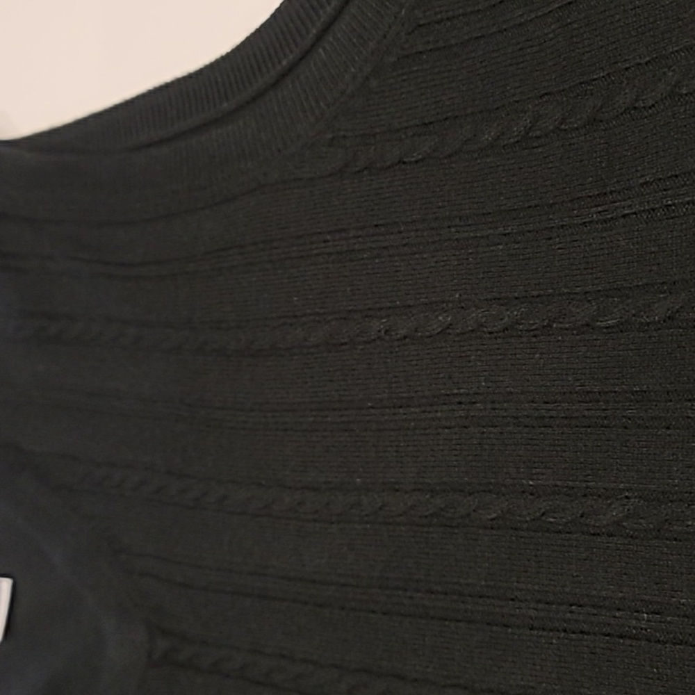 Geoffrey Beene Pullover V-Neck Cable Print Front Vest Black Large - Picture 7 of 10
